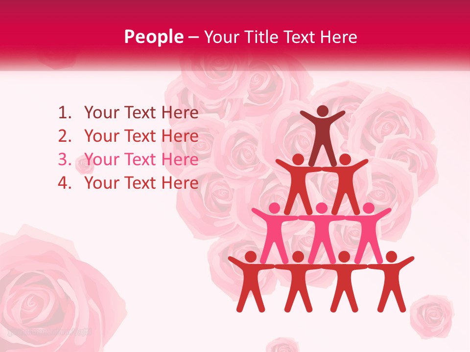 A Bunch Of Pink Roses On A White And Pink Background PowerPoint Template