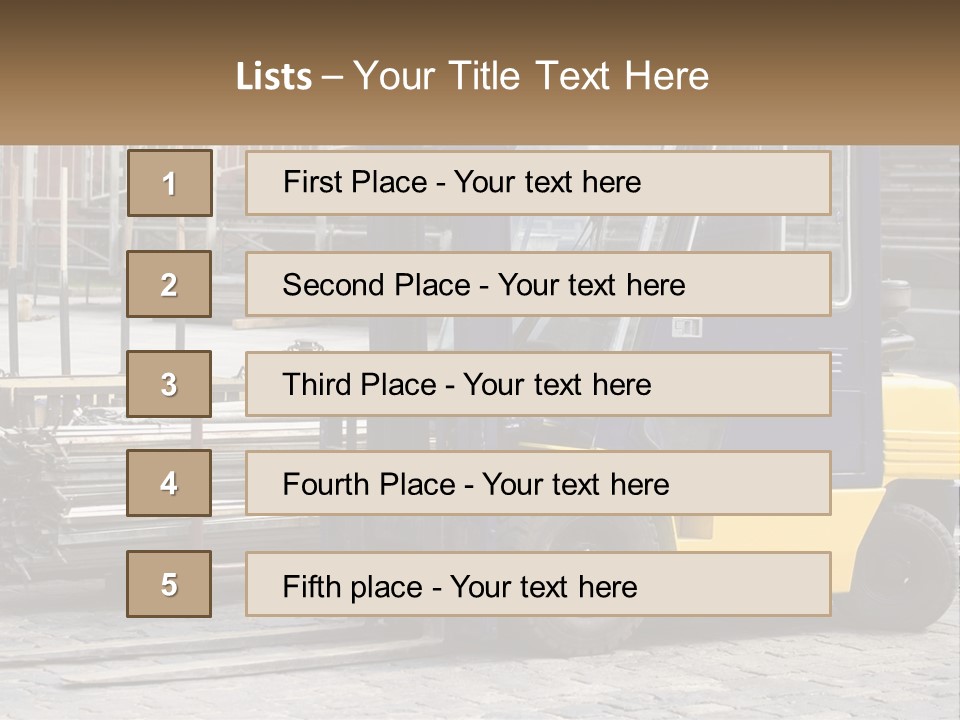 A Forklift Parked Next To A Pile Of Logs PowerPoint Template