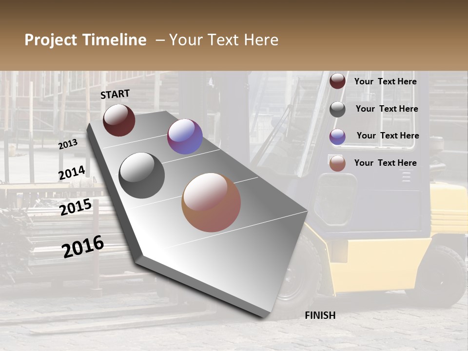 A Forklift Parked Next To A Pile Of Logs PowerPoint Template