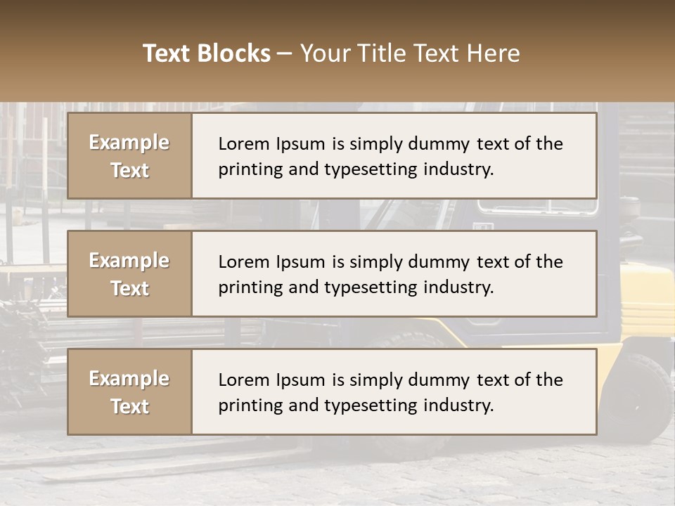 A Forklift Parked Next To A Pile Of Logs PowerPoint Template