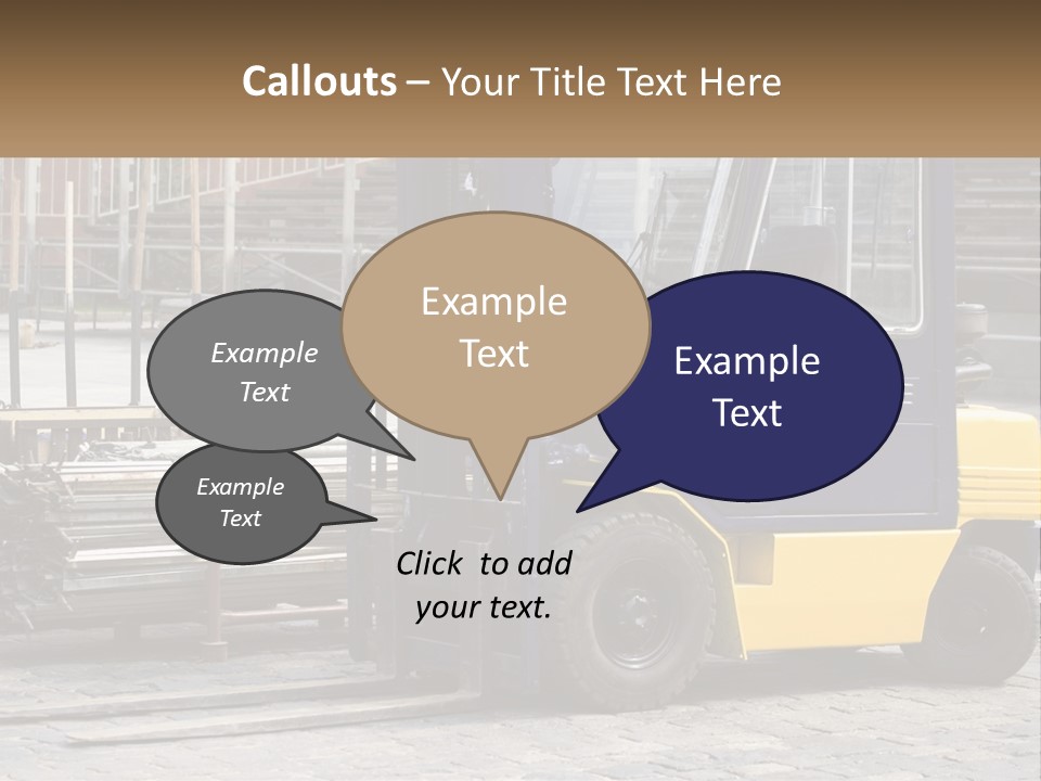A Forklift Parked Next To A Pile Of Logs PowerPoint Template