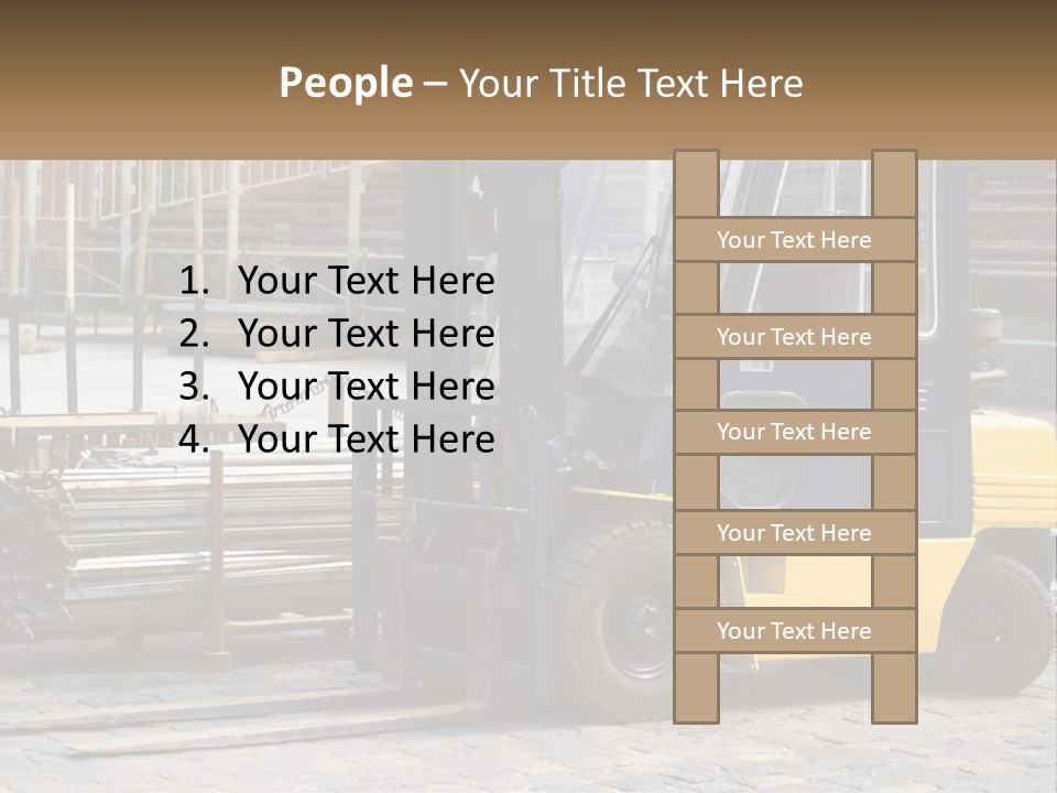 A Forklift Parked Next To A Pile Of Logs PowerPoint Template