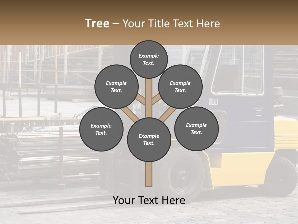 A Forklift Parked Next To A Pile Of Logs PowerPoint Template