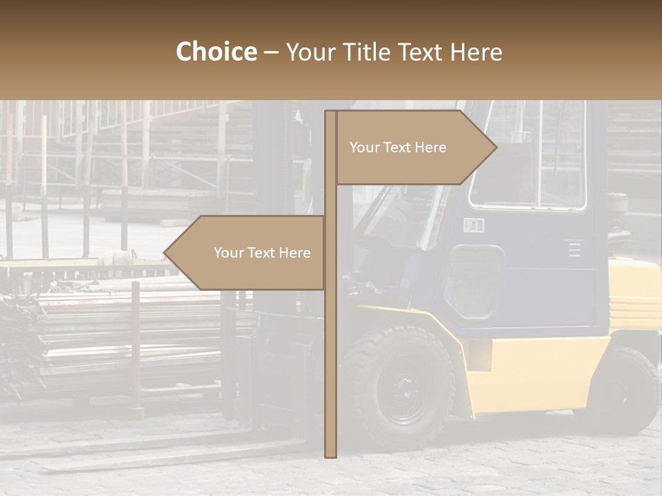 A Forklift Parked Next To A Pile Of Logs PowerPoint Template