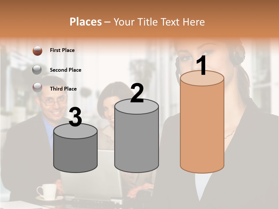 A Woman Wearing A Headset With A Laptop In Front Of Her PowerPoint Template