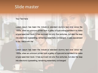 A Woman Wearing A Headset With A Laptop In Front Of Her PowerPoint Template