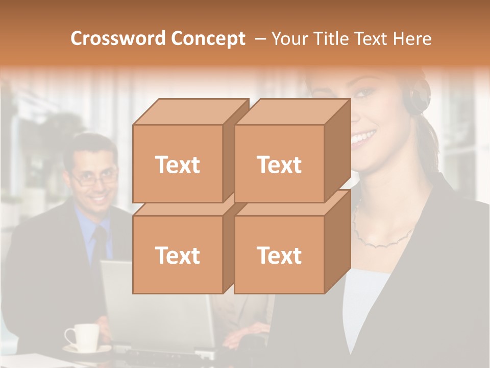 A Woman Wearing A Headset With A Laptop In Front Of Her PowerPoint Template