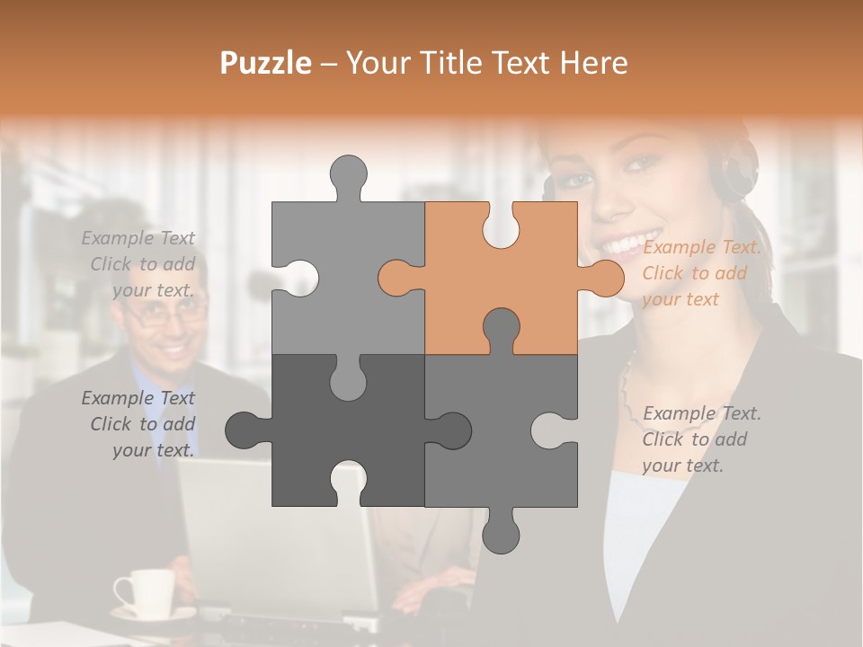 A Woman Wearing A Headset With A Laptop In Front Of Her PowerPoint Template