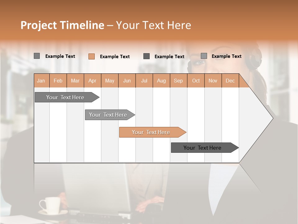 A Woman Wearing A Headset With A Laptop In Front Of Her PowerPoint Template