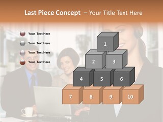 A Woman Wearing A Headset With A Laptop In Front Of Her PowerPoint Template