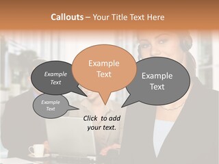 A Woman Wearing A Headset With A Laptop In Front Of Her PowerPoint Template