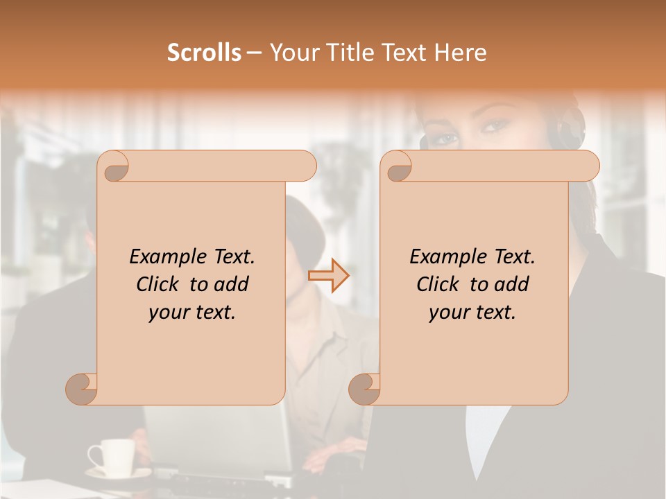 A Woman Wearing A Headset With A Laptop In Front Of Her PowerPoint Template