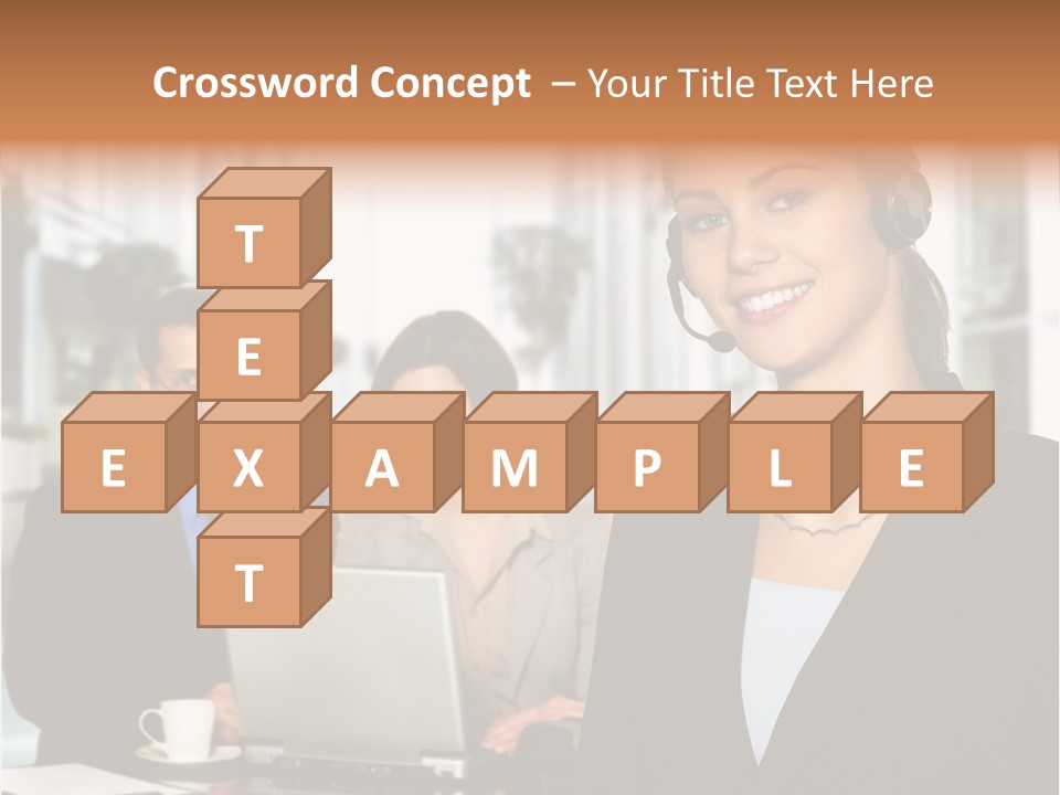 A Woman Wearing A Headset With A Laptop In Front Of Her PowerPoint Template