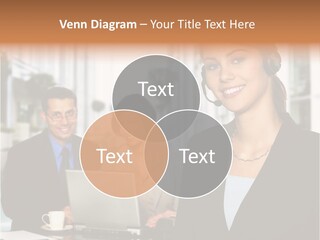 A Woman Wearing A Headset With A Laptop In Front Of Her PowerPoint Template