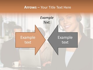 A Woman Wearing A Headset With A Laptop In Front Of Her PowerPoint Template