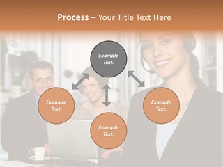 A Woman Wearing A Headset With A Laptop In Front Of Her PowerPoint Template