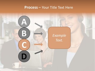 A Woman Wearing A Headset With A Laptop In Front Of Her PowerPoint Template