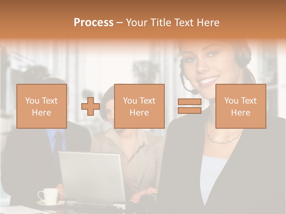 A Woman Wearing A Headset With A Laptop In Front Of Her PowerPoint Template