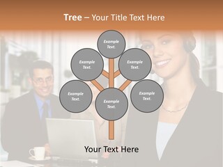 A Woman Wearing A Headset With A Laptop In Front Of Her PowerPoint Template