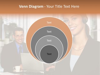 A Woman Wearing A Headset With A Laptop In Front Of Her PowerPoint Template