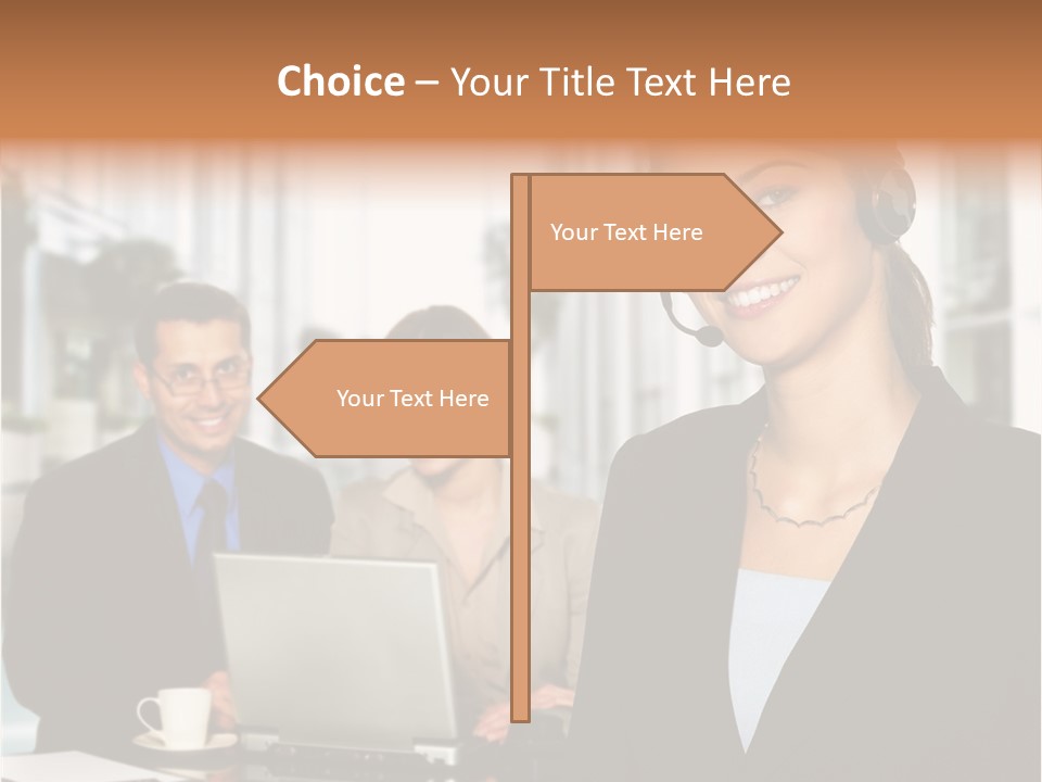 A Woman Wearing A Headset With A Laptop In Front Of Her PowerPoint Template