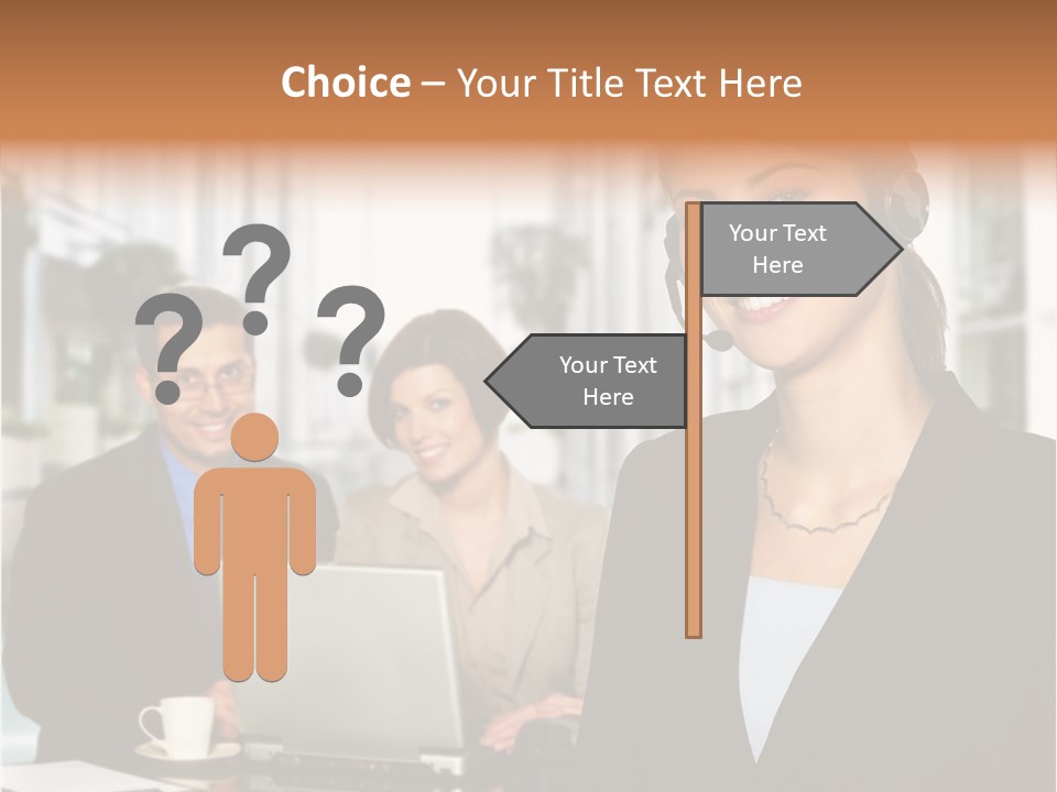 A Woman Wearing A Headset With A Laptop In Front Of Her PowerPoint Template