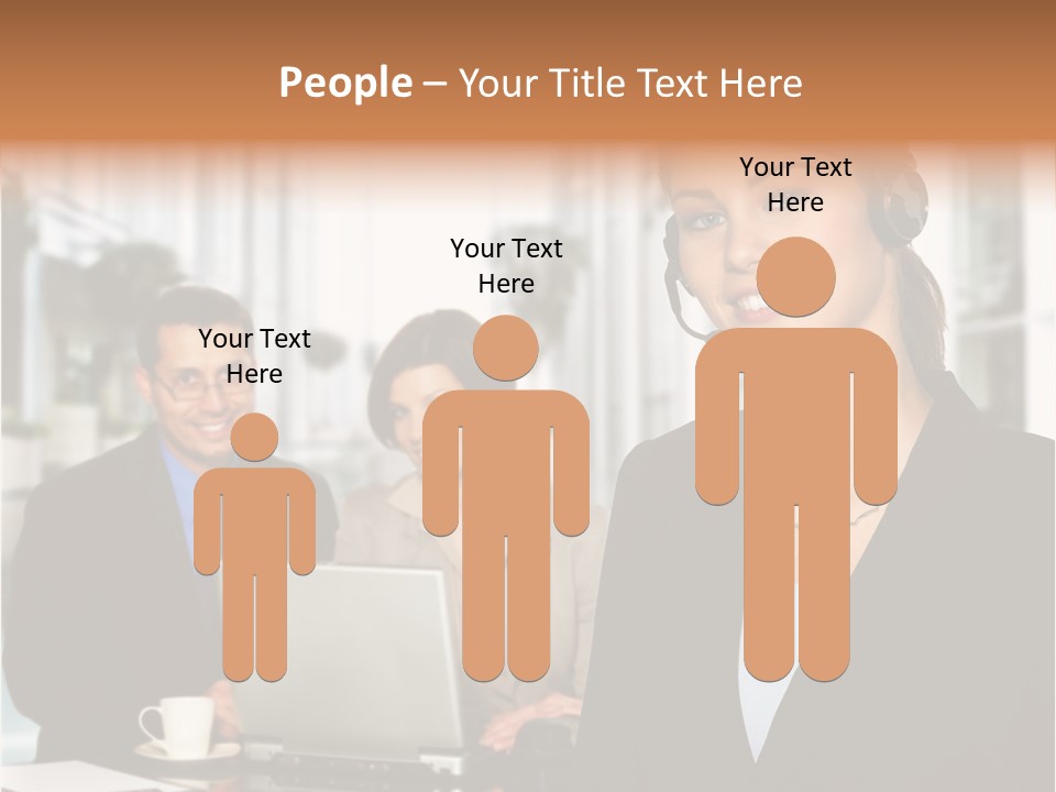 A Woman Wearing A Headset With A Laptop In Front Of Her PowerPoint Template