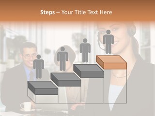 A Woman Wearing A Headset With A Laptop In Front Of Her PowerPoint Template