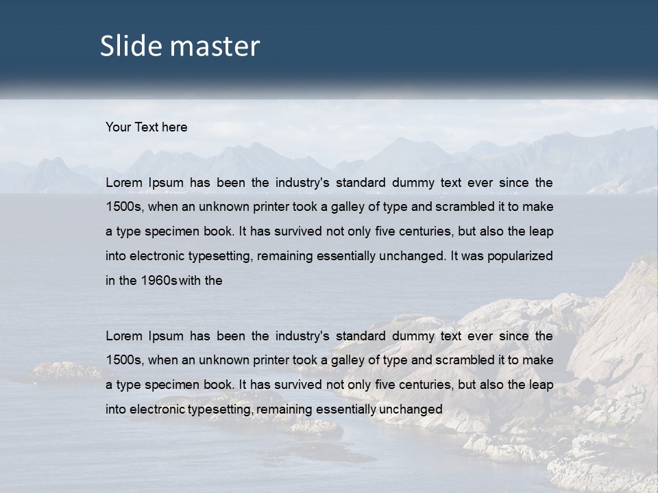 A Lighthouse On A Rocky Shore With Mountains In The Background PowerPoint Template