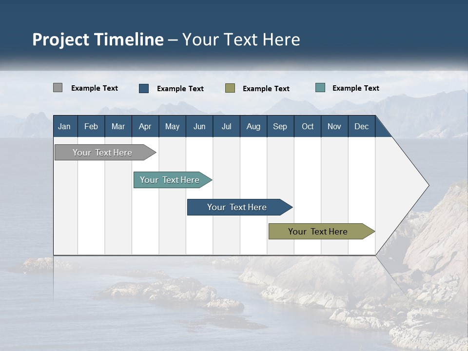 A Lighthouse On A Rocky Shore With Mountains In The Background PowerPoint Template