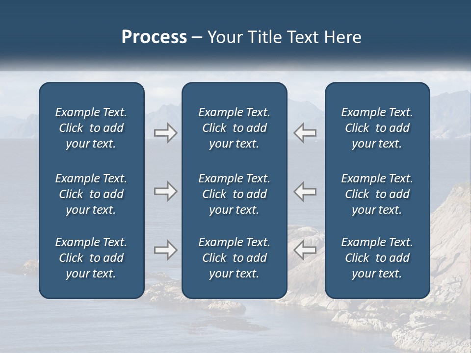 A Lighthouse On A Rocky Shore With Mountains In The Background PowerPoint Template