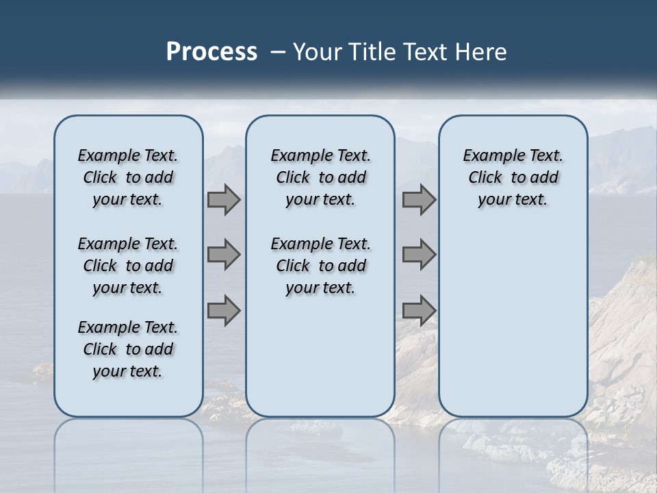 A Lighthouse On A Rocky Shore With Mountains In The Background PowerPoint Template