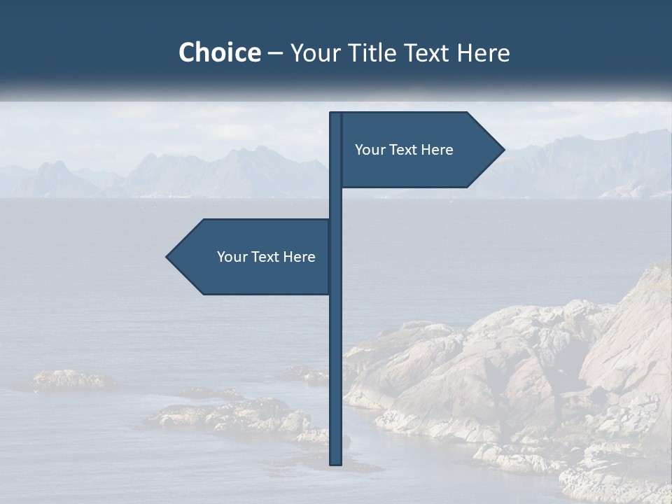 A Lighthouse On A Rocky Shore With Mountains In The Background PowerPoint Template