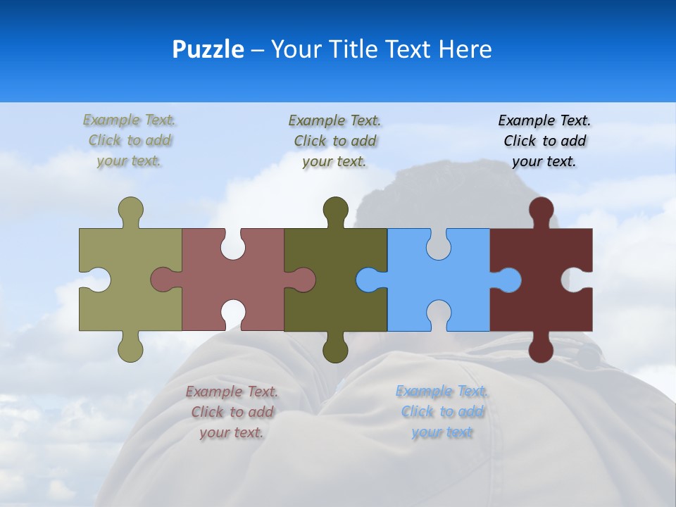 A Man Talking On A Cell Phone With Clouds In The Background PowerPoint Template