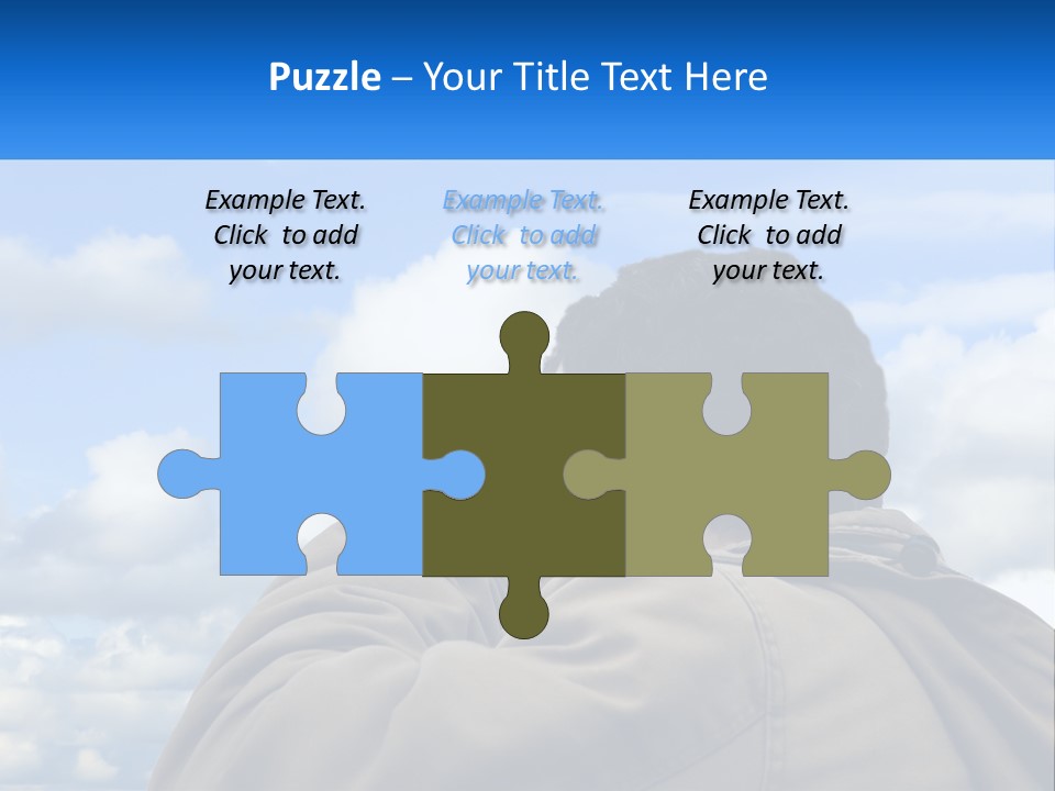 A Man Talking On A Cell Phone With Clouds In The Background PowerPoint Template