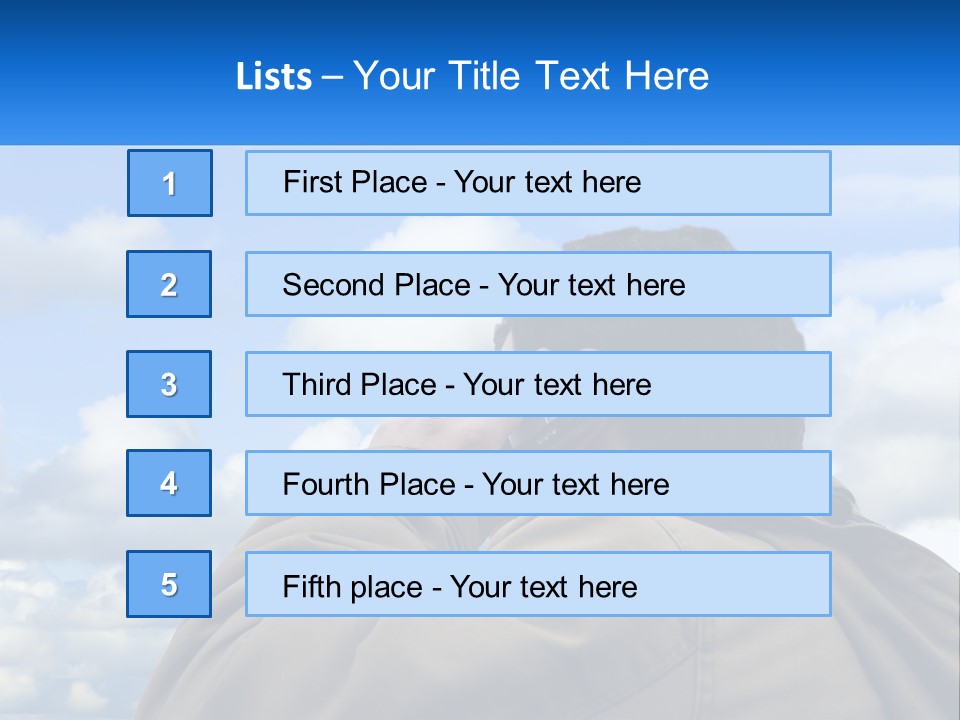 A Man Talking On A Cell Phone With Clouds In The Background PowerPoint Template