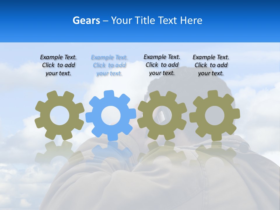 A Man Talking On A Cell Phone With Clouds In The Background PowerPoint Template