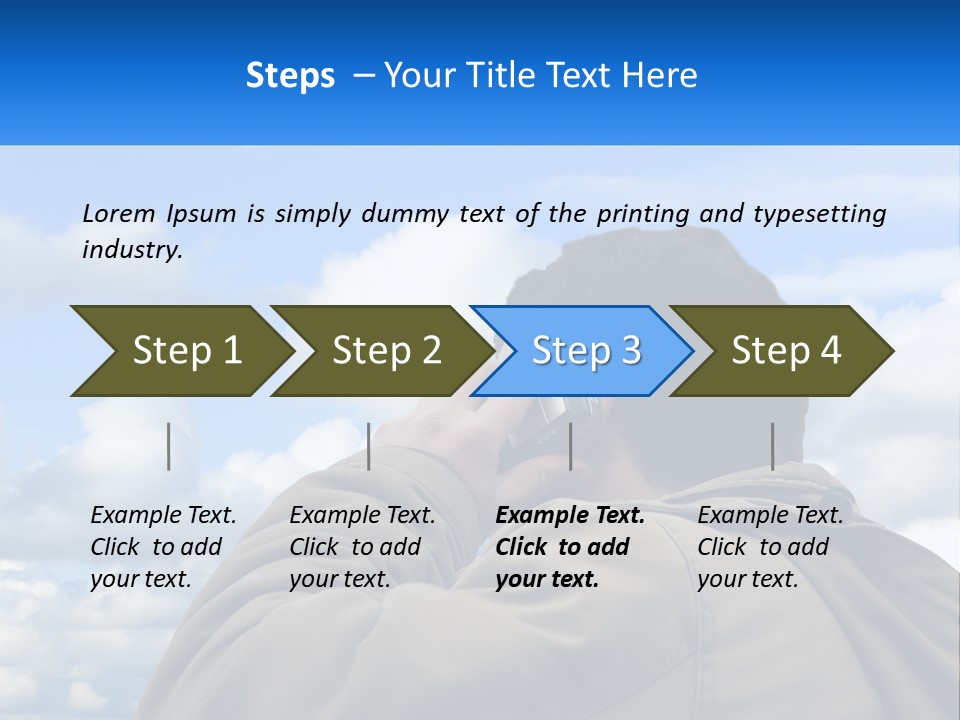 A Man Talking On A Cell Phone With Clouds In The Background PowerPoint Template