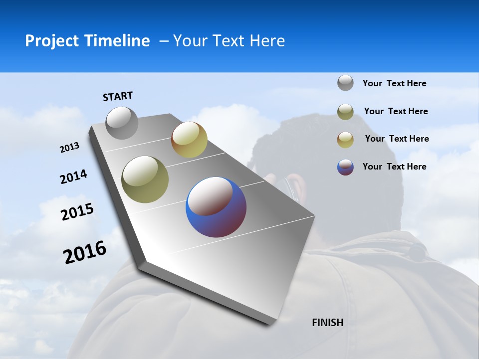 A Man Talking On A Cell Phone With Clouds In The Background PowerPoint Template