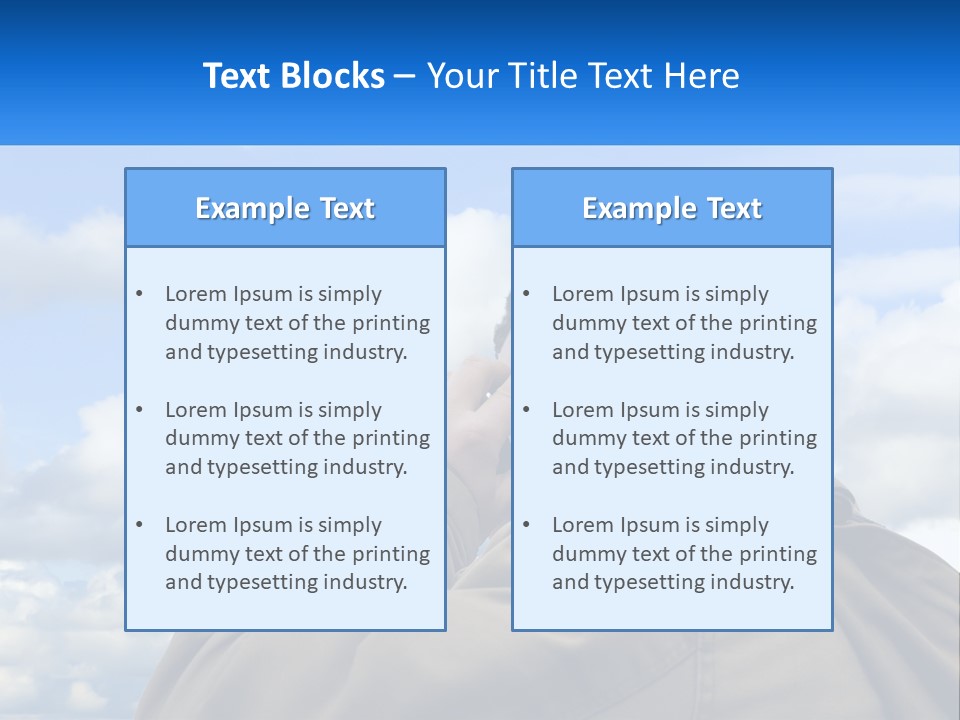 A Man Talking On A Cell Phone With Clouds In The Background PowerPoint Template