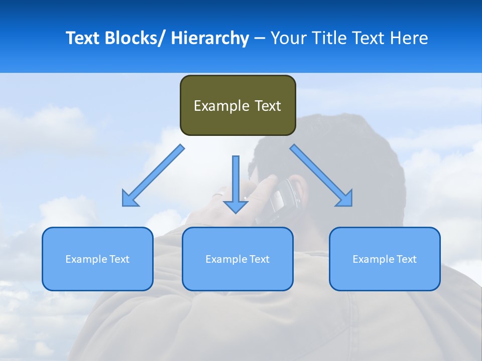 A Man Talking On A Cell Phone With Clouds In The Background PowerPoint Template