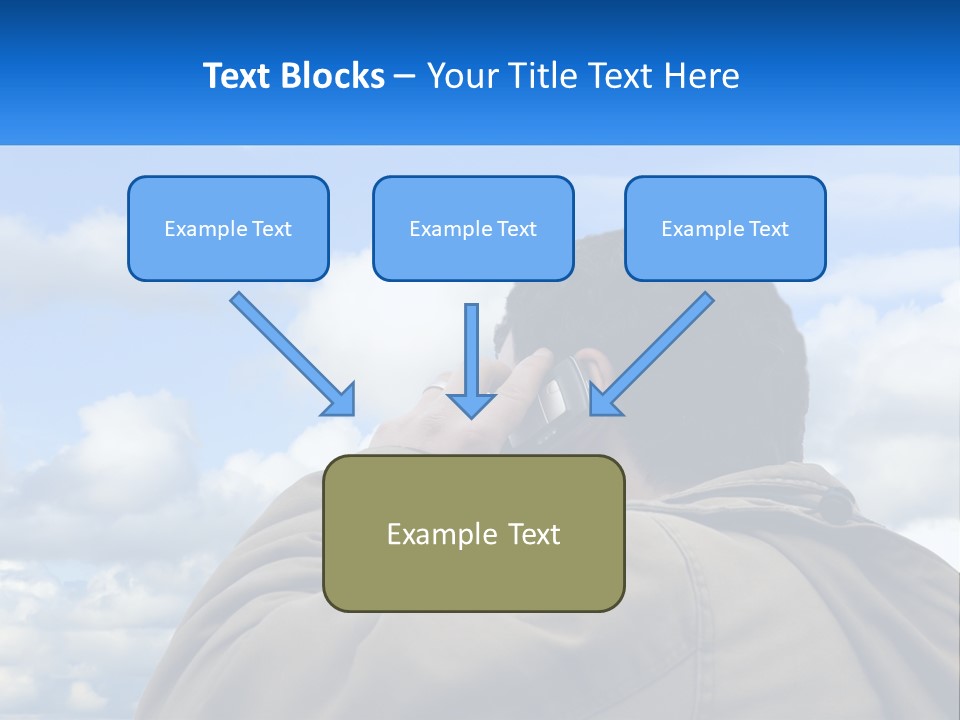 A Man Talking On A Cell Phone With Clouds In The Background PowerPoint Template
