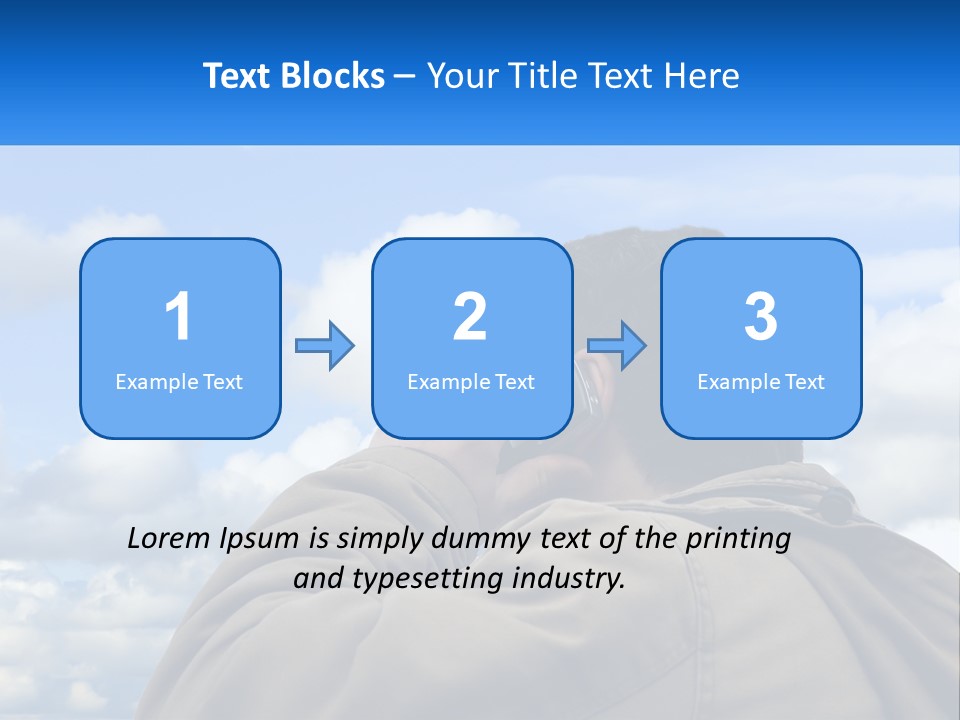 A Man Talking On A Cell Phone With Clouds In The Background PowerPoint Template