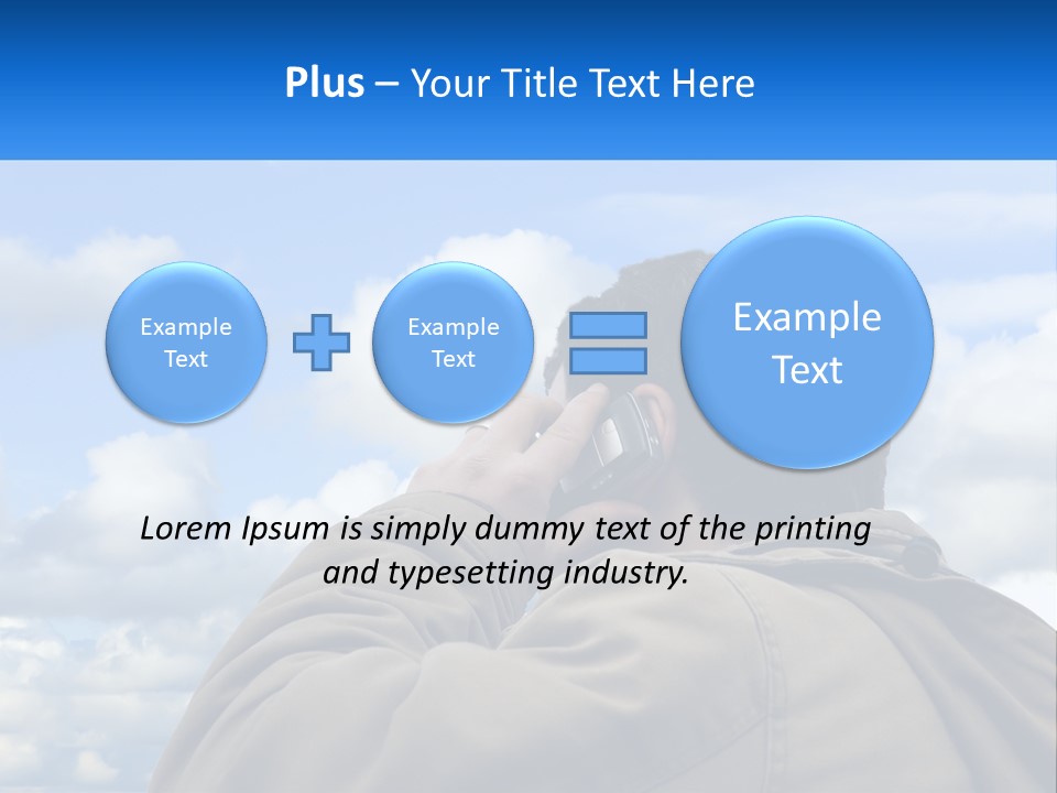 A Man Talking On A Cell Phone With Clouds In The Background PowerPoint Template