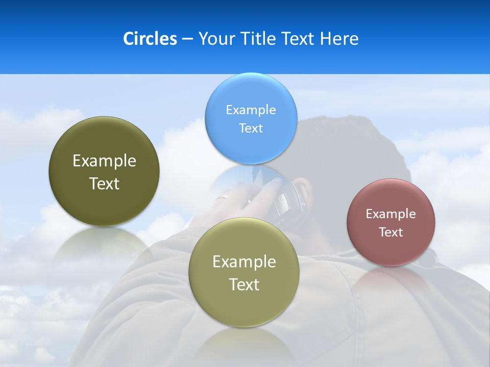 A Man Talking On A Cell Phone With Clouds In The Background PowerPoint Template