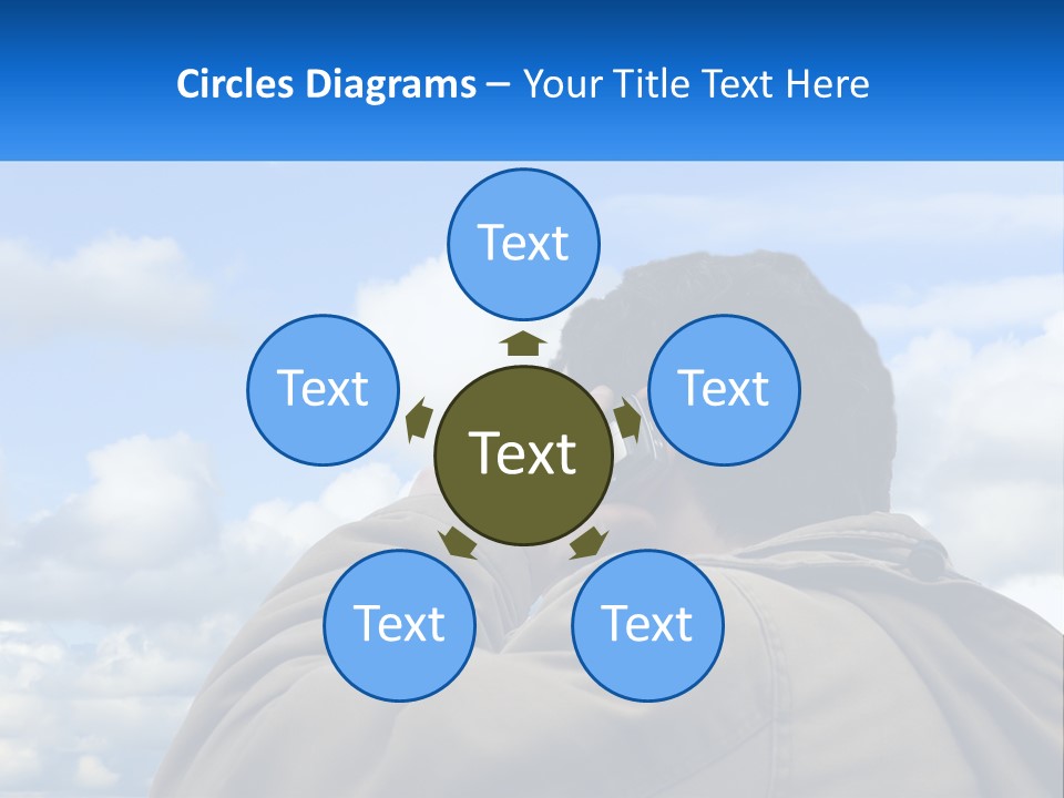 A Man Talking On A Cell Phone With Clouds In The Background PowerPoint Template