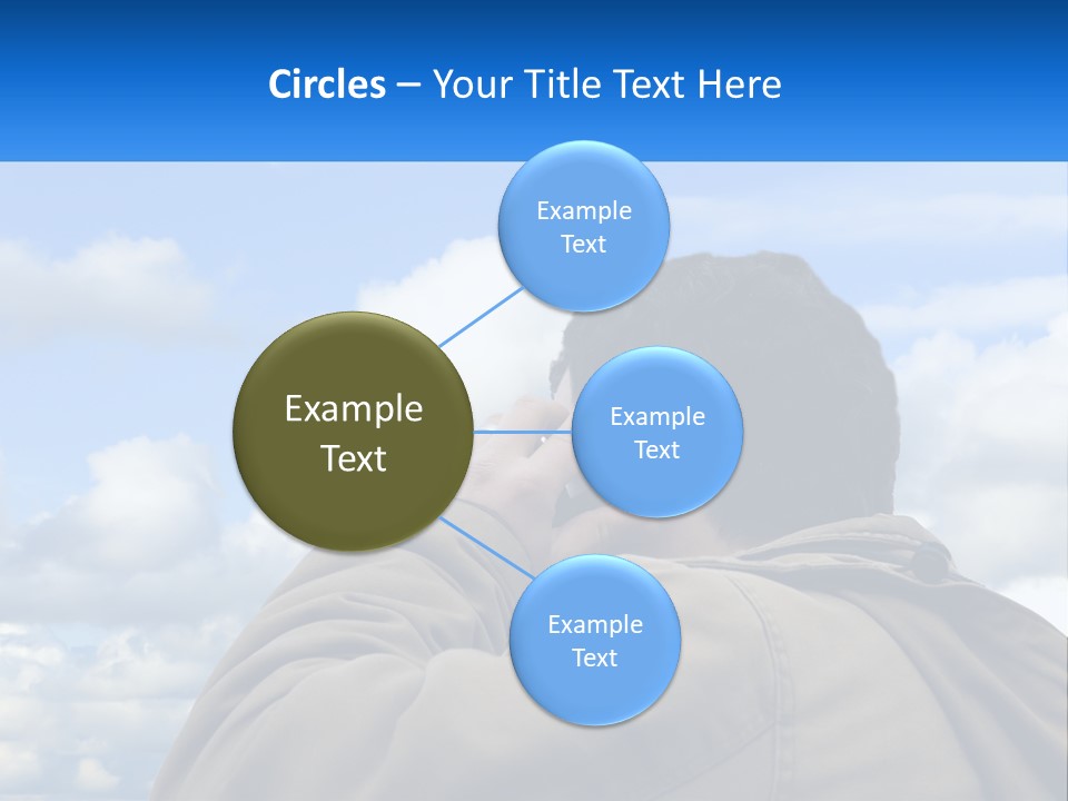A Man Talking On A Cell Phone With Clouds In The Background PowerPoint Template