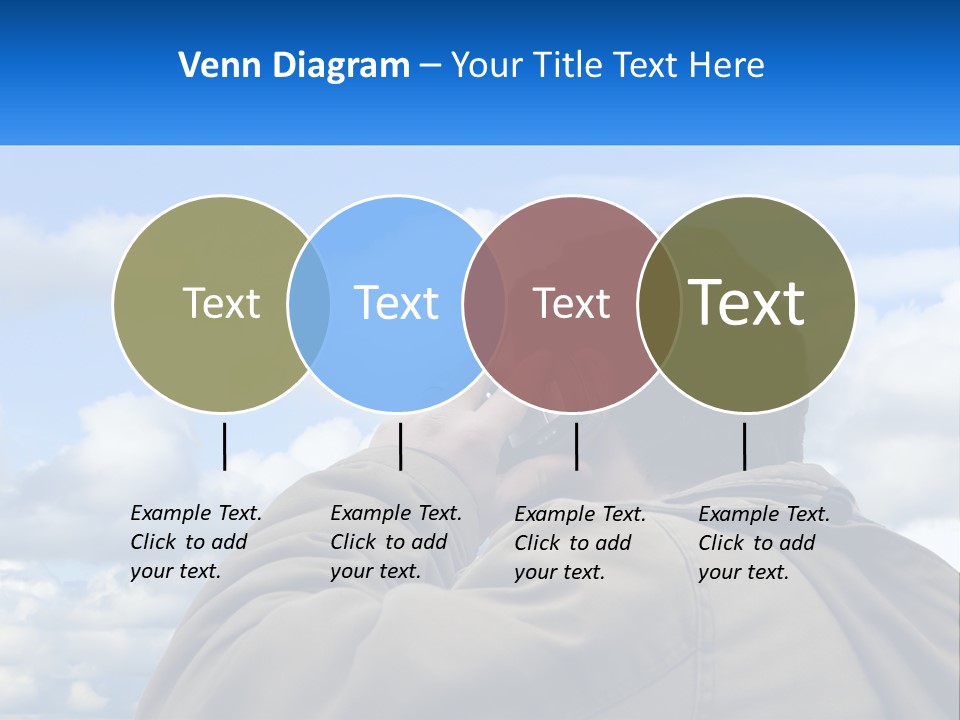 A Man Talking On A Cell Phone With Clouds In The Background PowerPoint Template