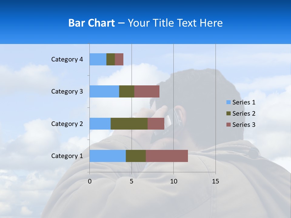 A Man Talking On A Cell Phone With Clouds In The Background PowerPoint Template