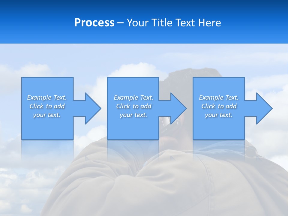 A Man Talking On A Cell Phone With Clouds In The Background PowerPoint Template